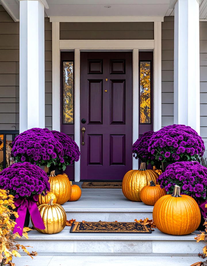 Purple and Gold Fall Palette - 50 fall front door decor ideas