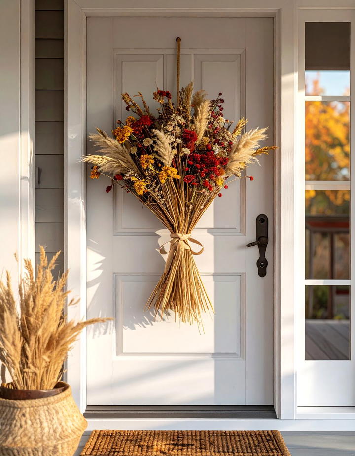 Raffia and Natural Element Bundle - 50 fall front door decor ideas