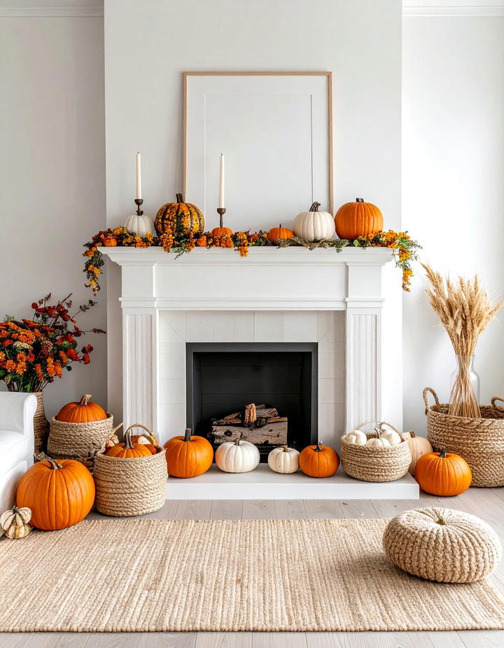 Rope and Jute Texture Display - 50 fall fireplace decor ideas