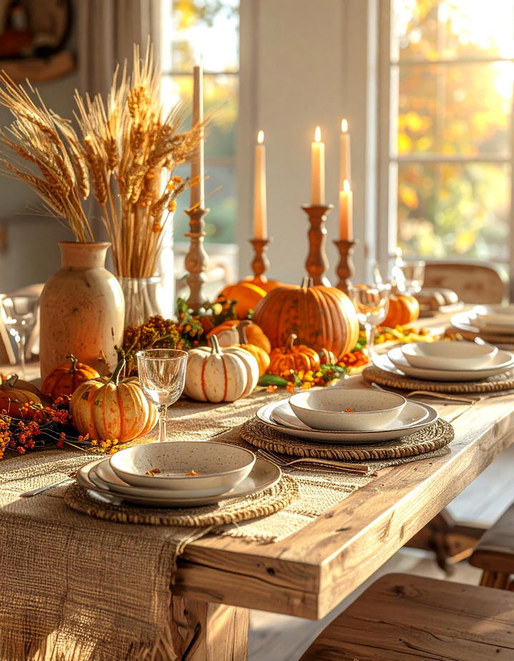 Rustic Dining Table Harvest Scene - 50 fall decor ideas