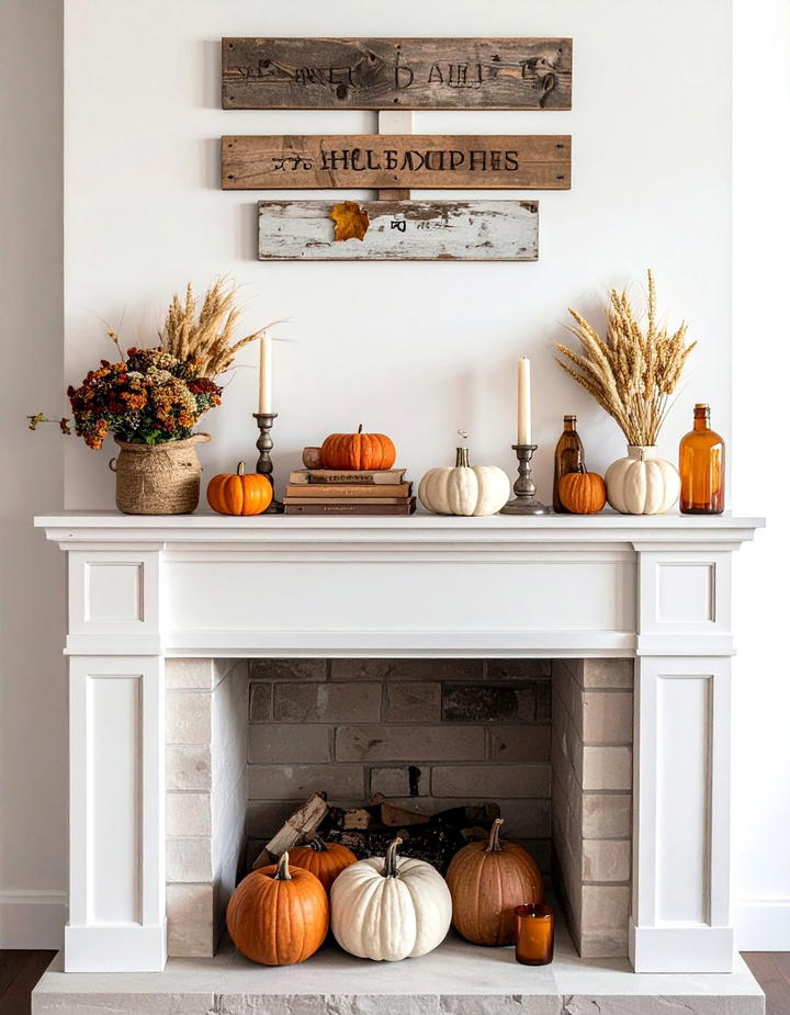 Rustic Farmhouse Mantel with Wooden Accents - 50 fall mantel decor ideas