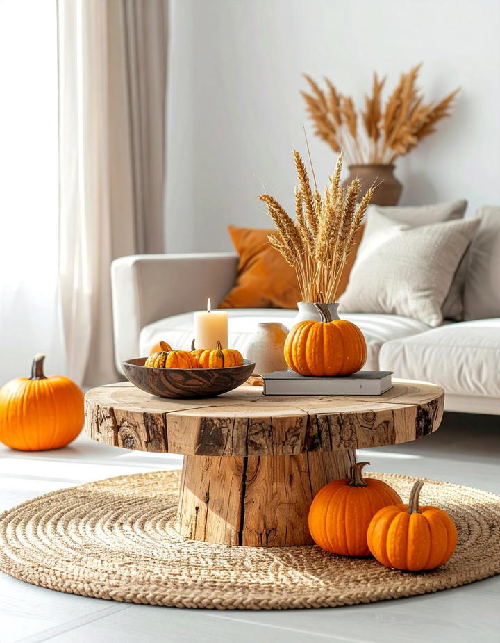 Rustic Wood Coffee Table - 50 living room fall decor ideas