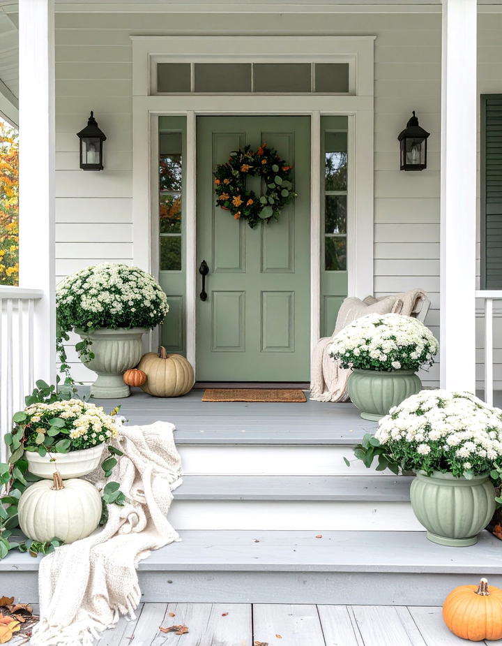 Sage Green and Cream Serenity - 50 modern fall porch decor ideas