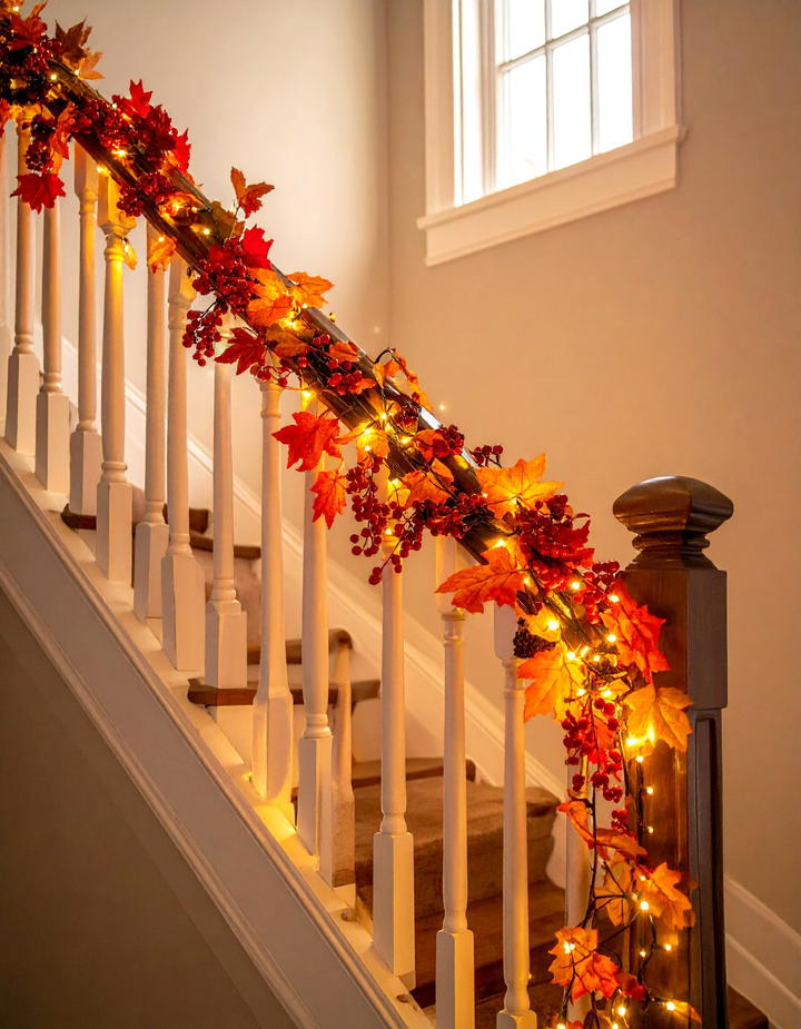 Staircase Banister Accent - 50 fall leaves decor ideas