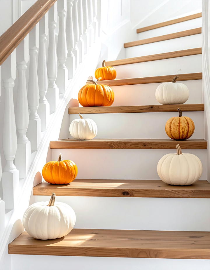 Staircase Garland Alternative - 50 minimalist fall decor ideas