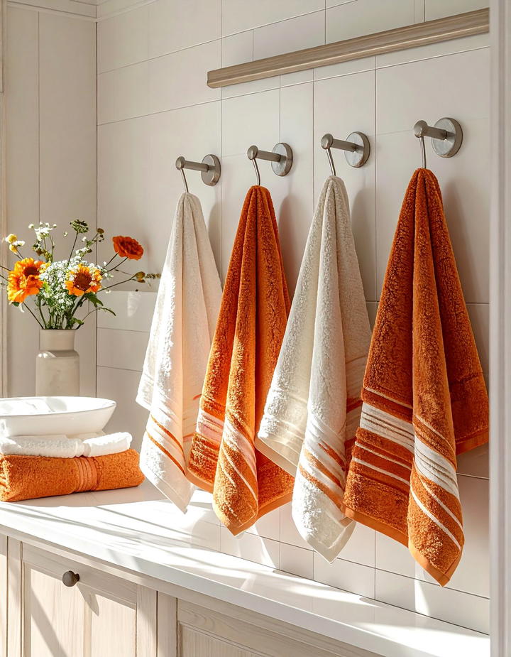 Striped Bath Towels - 50 fall bathroom decor ideas