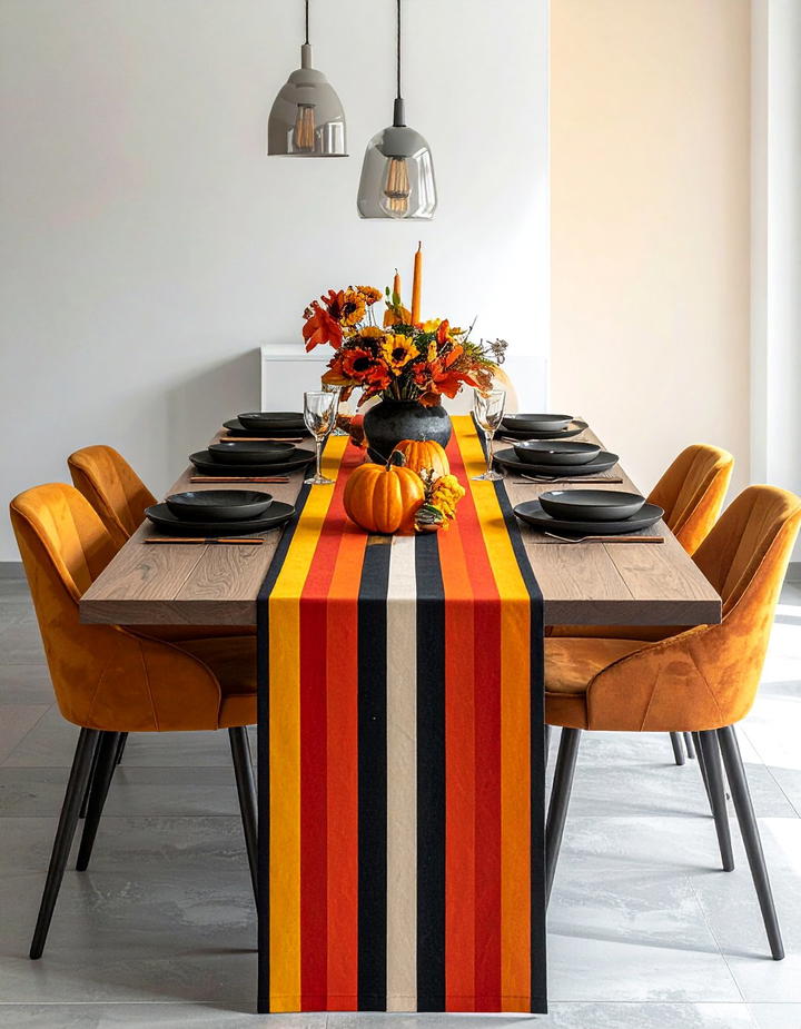 Striped Table Runner Styles - 50 fall table decor ideas
