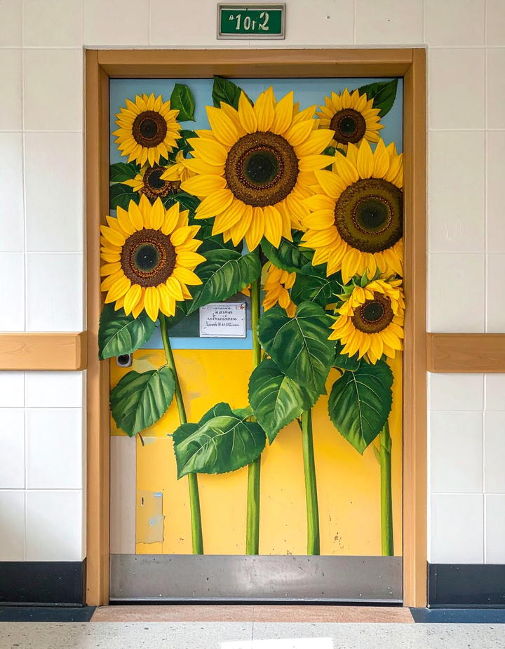 Sunflower Garden Door - 50 fall door decor classroom ideas