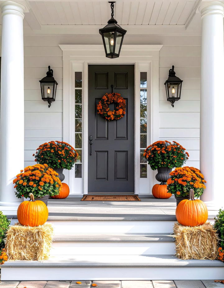 Symmetrical Pairs Arrangement - 50 modern fall porch decor ideas
