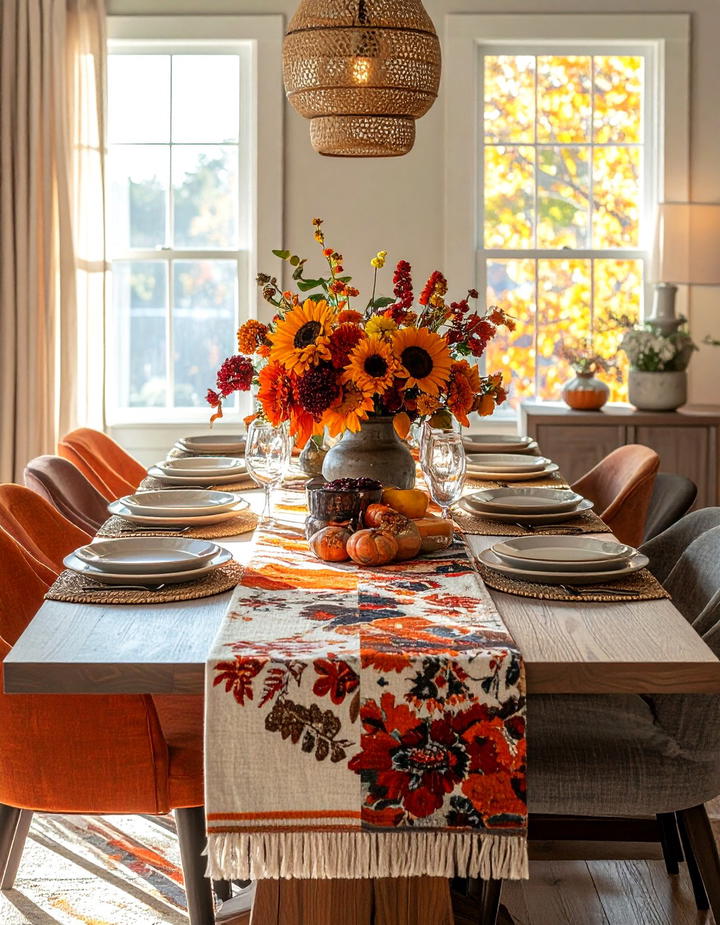 Table Runner Layering Technique - 50 fall decor ideas