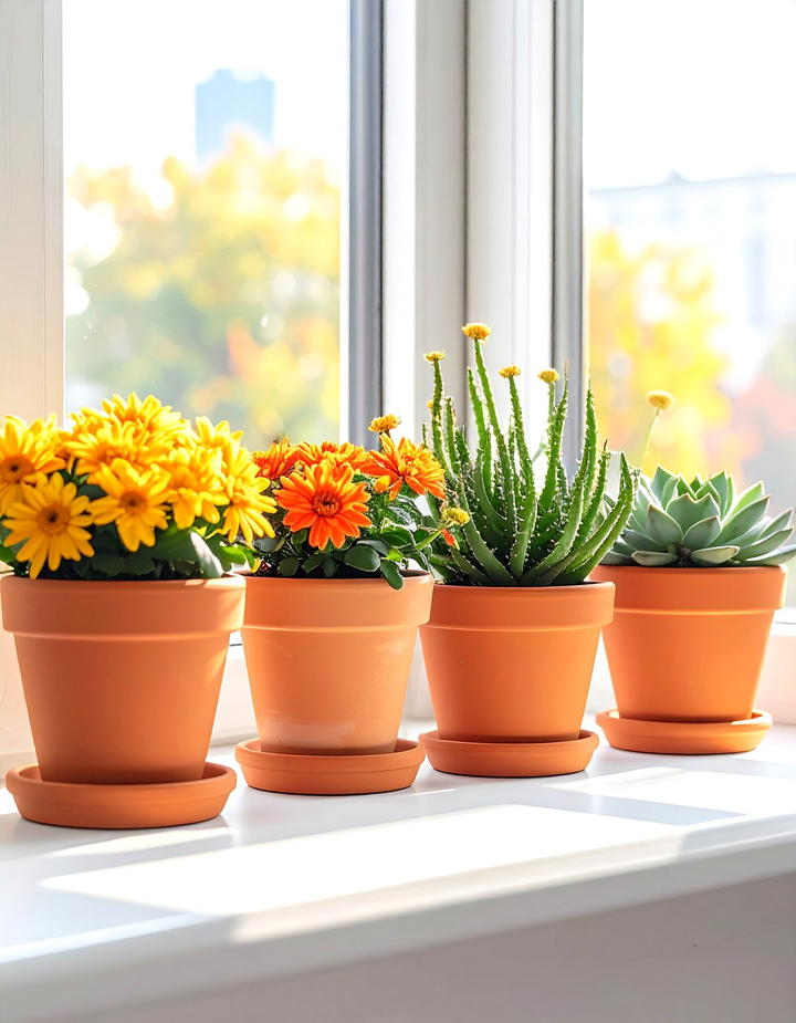 Terracotta Office Planters - 50 fall office decor ideas