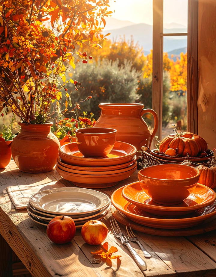 Terracotta Pottery Elements - 50 fall table decor ideas