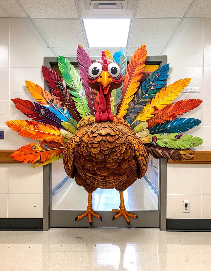 Thanksgiving Turkey Centerpiece - 50 fall door decor classroom ideas