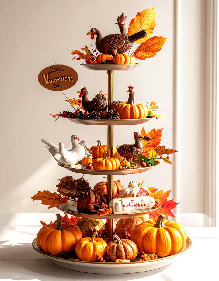 Thanksgiving Turkey Theme - 50 fall tiered tray decor ideas