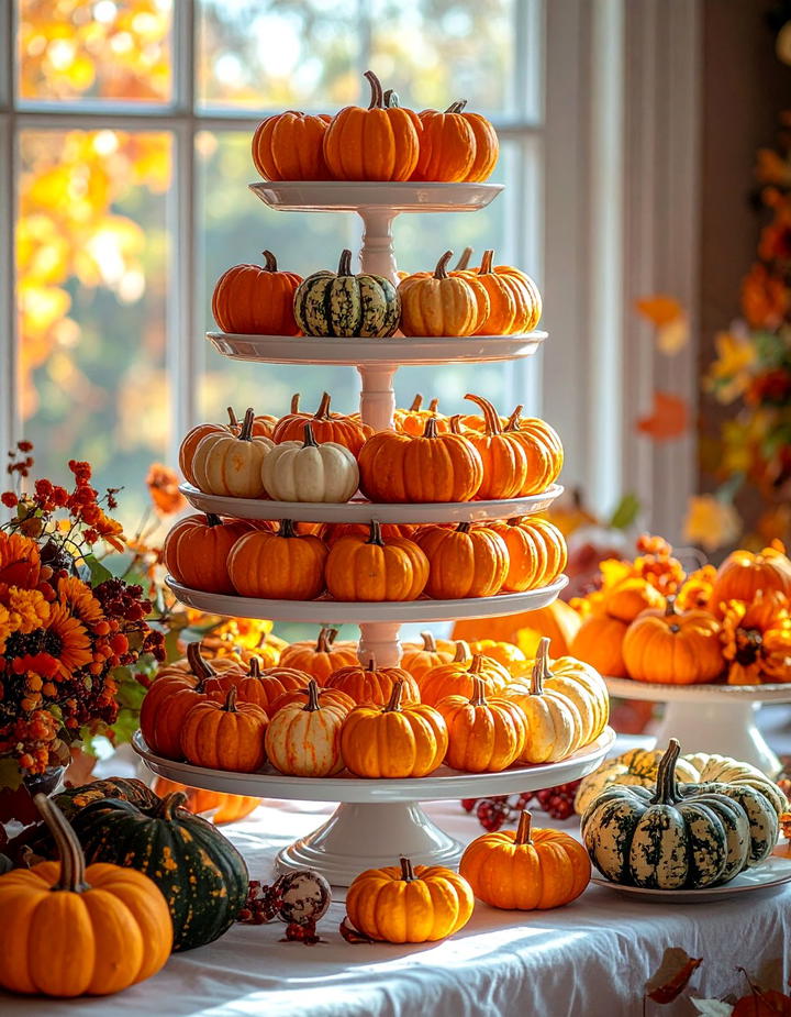 Tiered Stand Displays - 50 fall table decor ideas