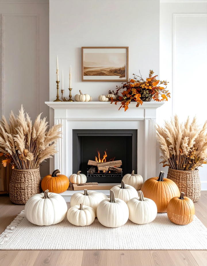 Transitional Thanksgiving Hearth - 50 fall fireplace decor ideas