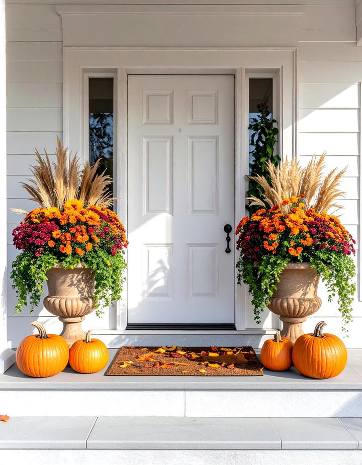 Urn Planter Symmetrical Formal Porch - 50 fall porch decor ideas