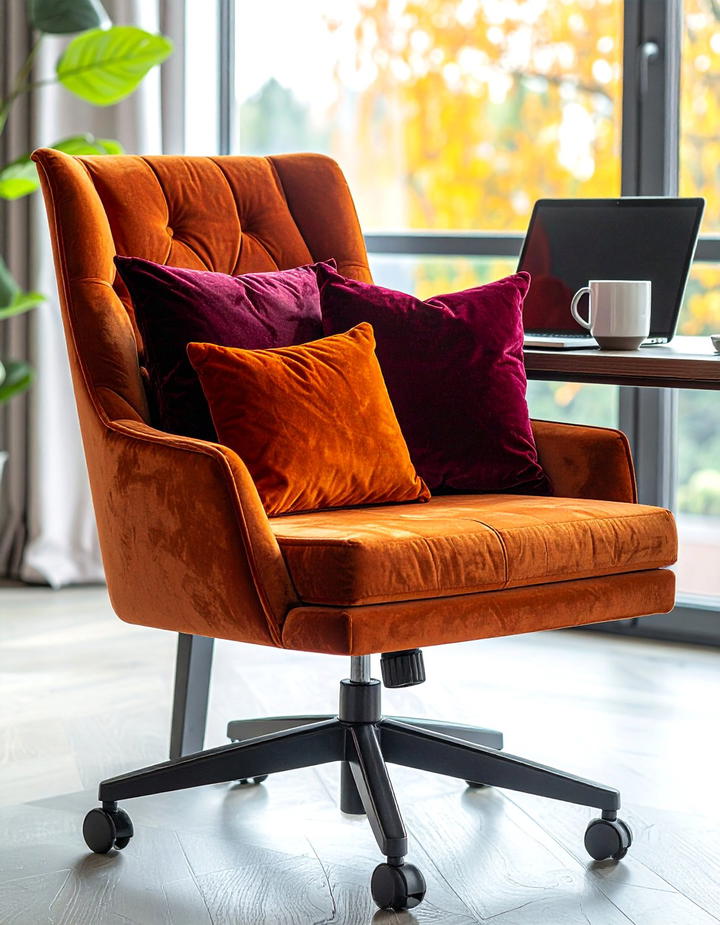 Velvet Office Accent Pillows - 50 fall office decor ideas