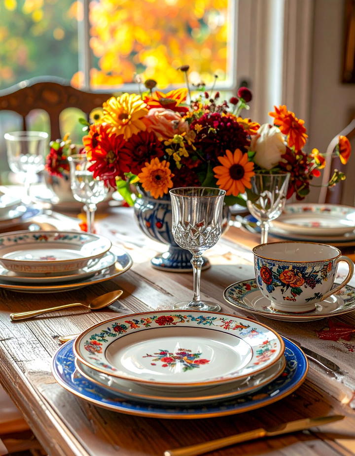 Vintage China Table Settings - 50 fall table decor ideas