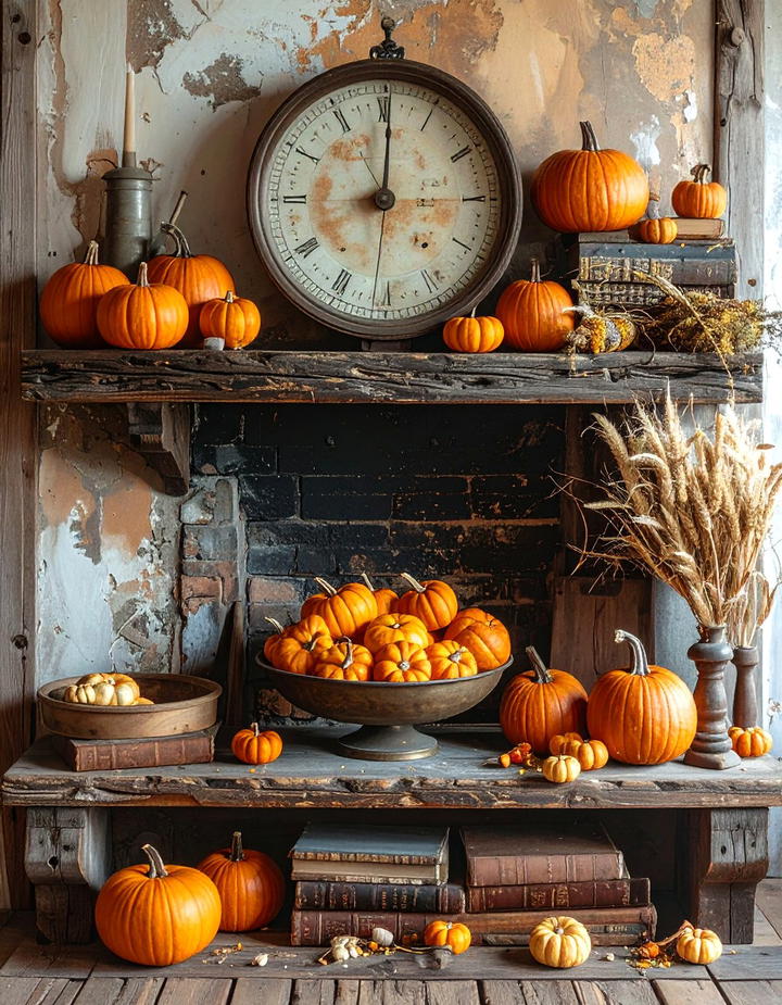 Vintage Scale Mantel Theme - 50 fall mantel decor ideas