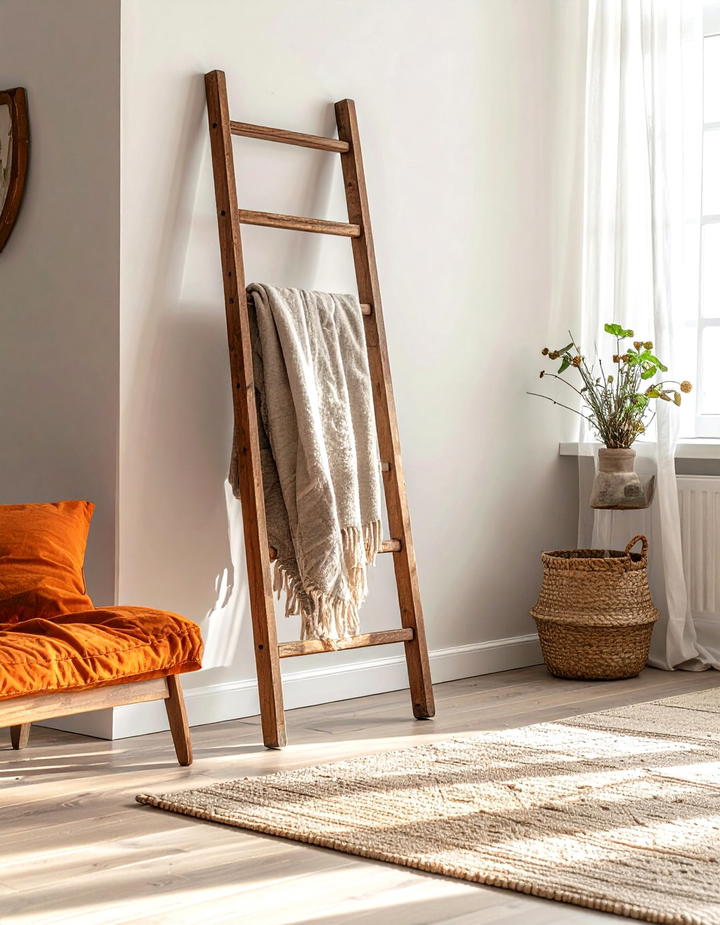 Vintage Wooden Ladder - 50 living room fall decor ideas