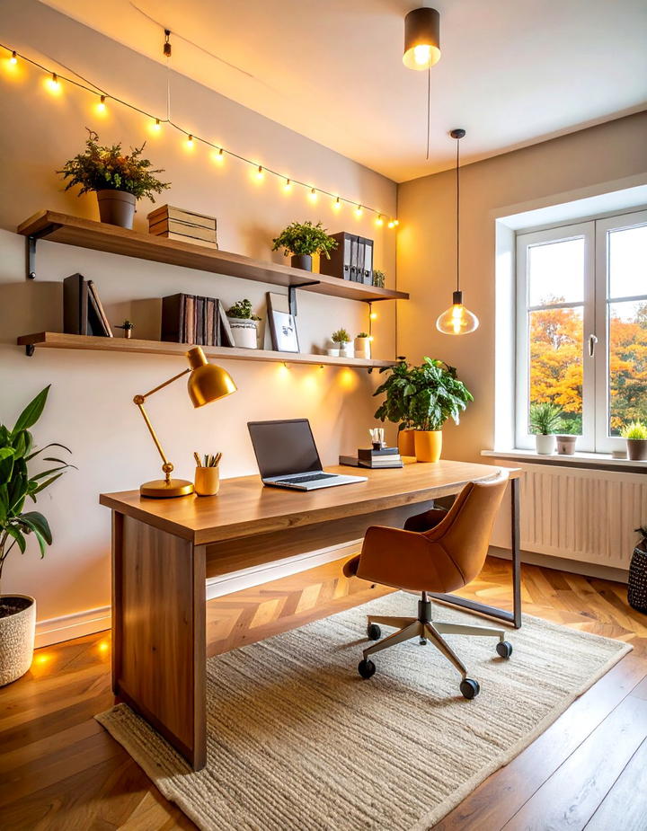 Warm Autumn Office Lighting - 50 fall office decor ideas