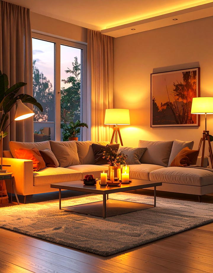 Warm Lighting Layers - 50 living room fall decor ideas