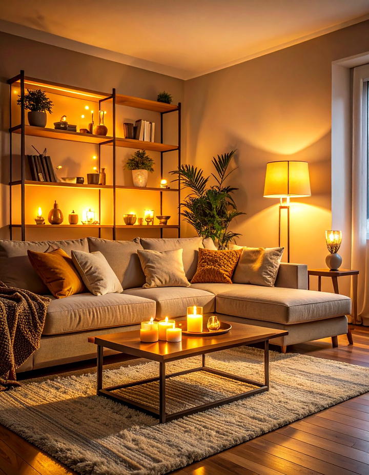 Warm Living Room Lighting Scheme - 50 fall decor ideas