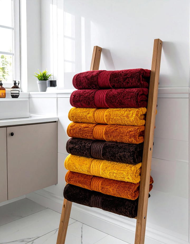 Warm Towel Color Palette - 50 fall bathroom decor ideas