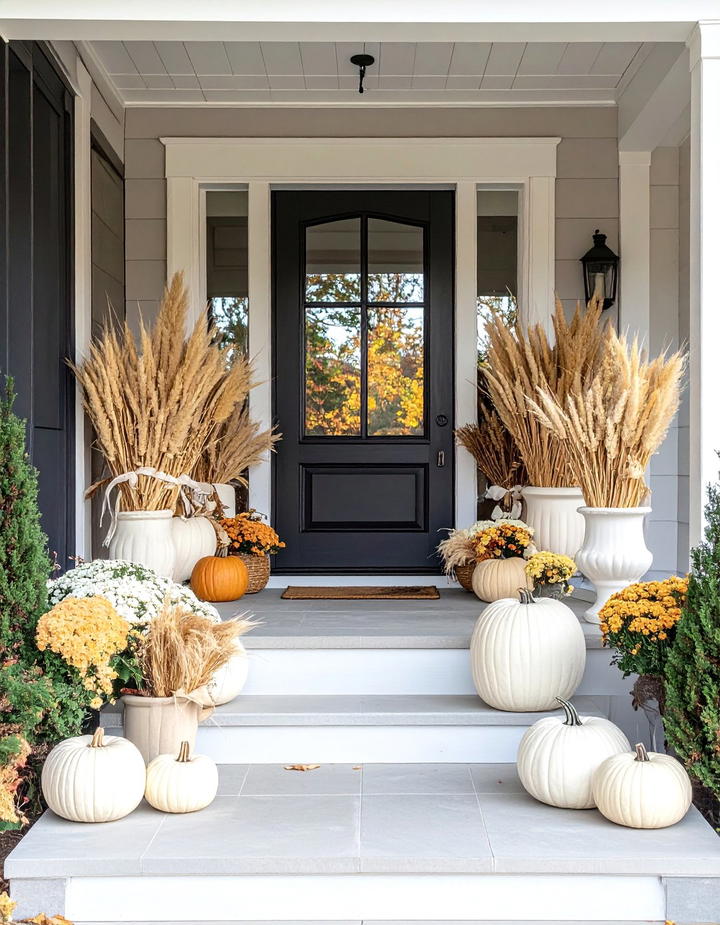 Wheat Bundle Accents - 50 modern fall porch decor ideas
