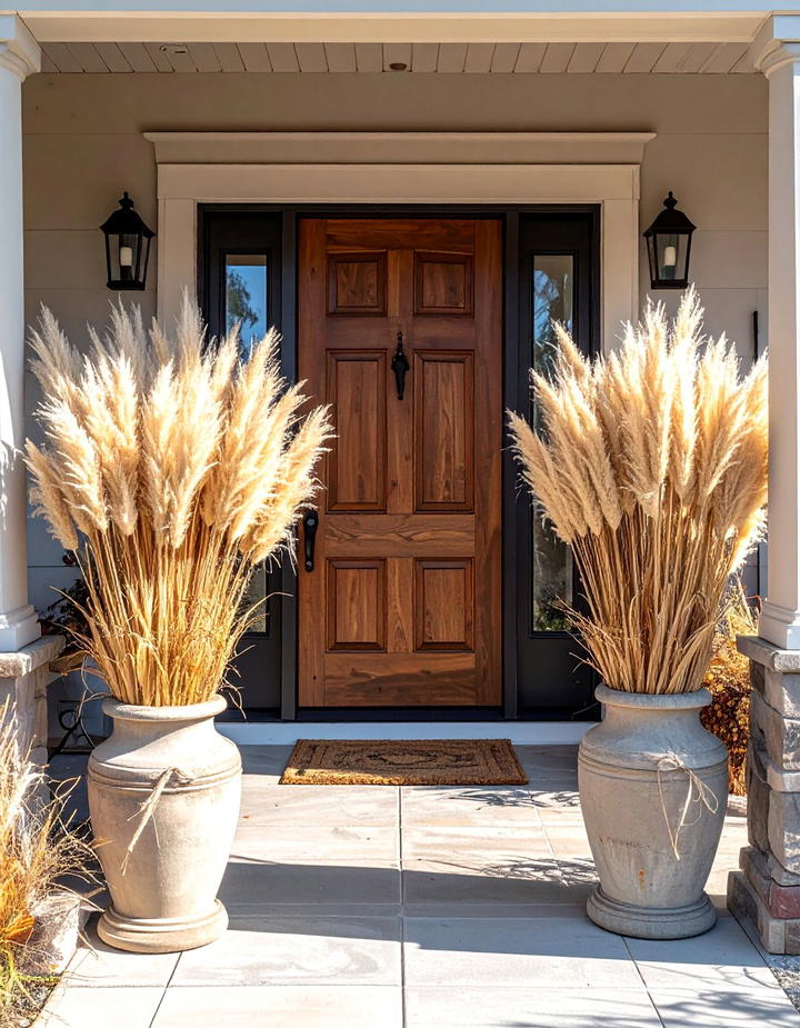 Wheat Grass Bundle Arrangement - 50 fall front door decor ideas