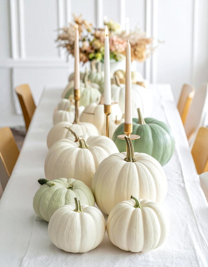 White Pumpkin Table Displays - 50 fall table decor ideas