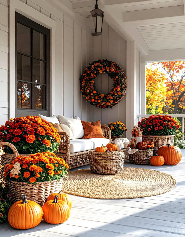 Wicker and Natural Fiber Textures - 50 modern fall porch decor ideas