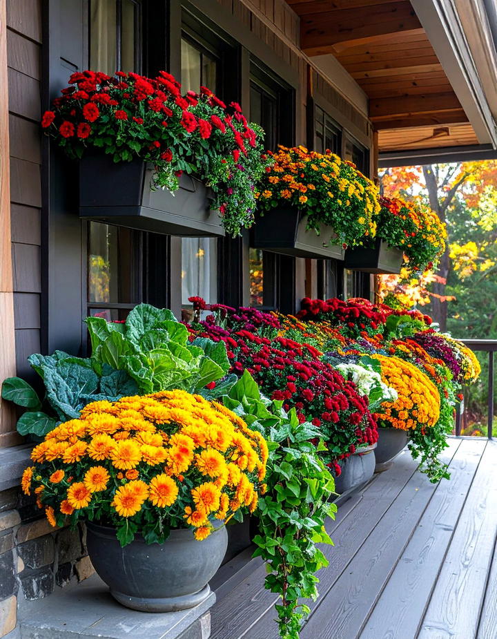 Window Box Fall Flower Showcase Porch - 50 fall porch decor ideas