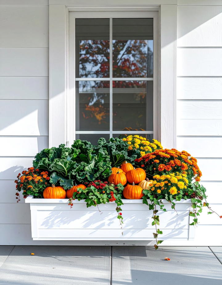 Window Box Fall Transition - 50 fall front door decor ideas