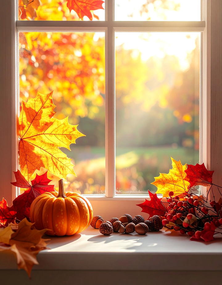 Window Sill Leaf Display - 50 fall leaves decor ideas