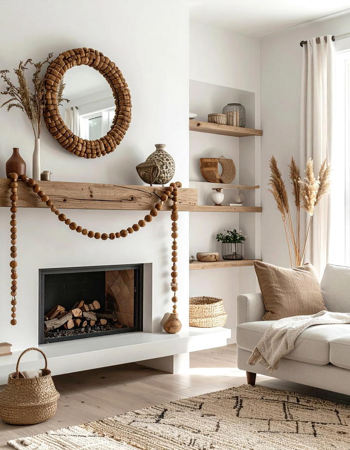 Wood Bead Garland - 50 living room fall decor ideas