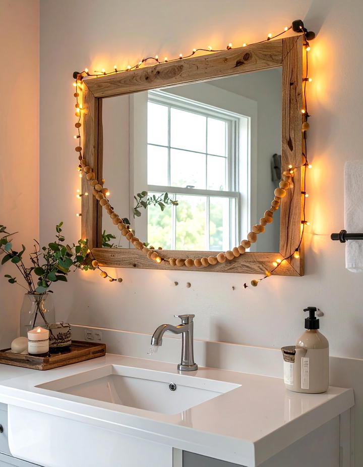 Wooden Bead Garland - 50 fall bathroom decor ideas