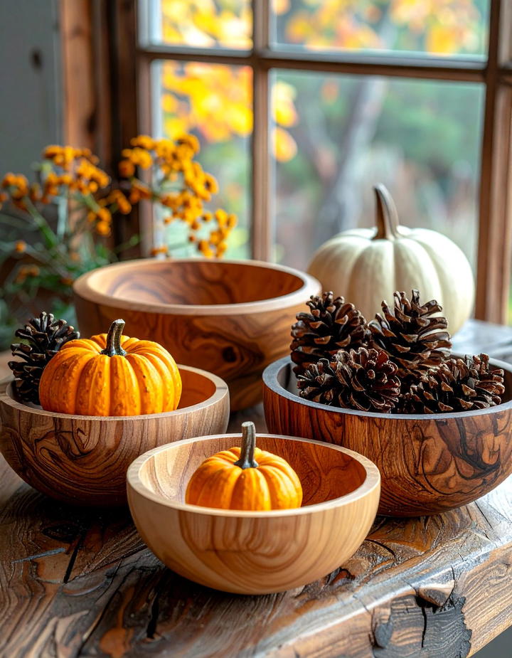 Wooden Bowl Collections - 50 fall decor trends 2025