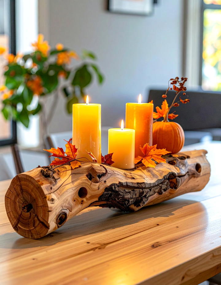 Wooden Branch Candle Holder - 50 wooden fall decor ideas