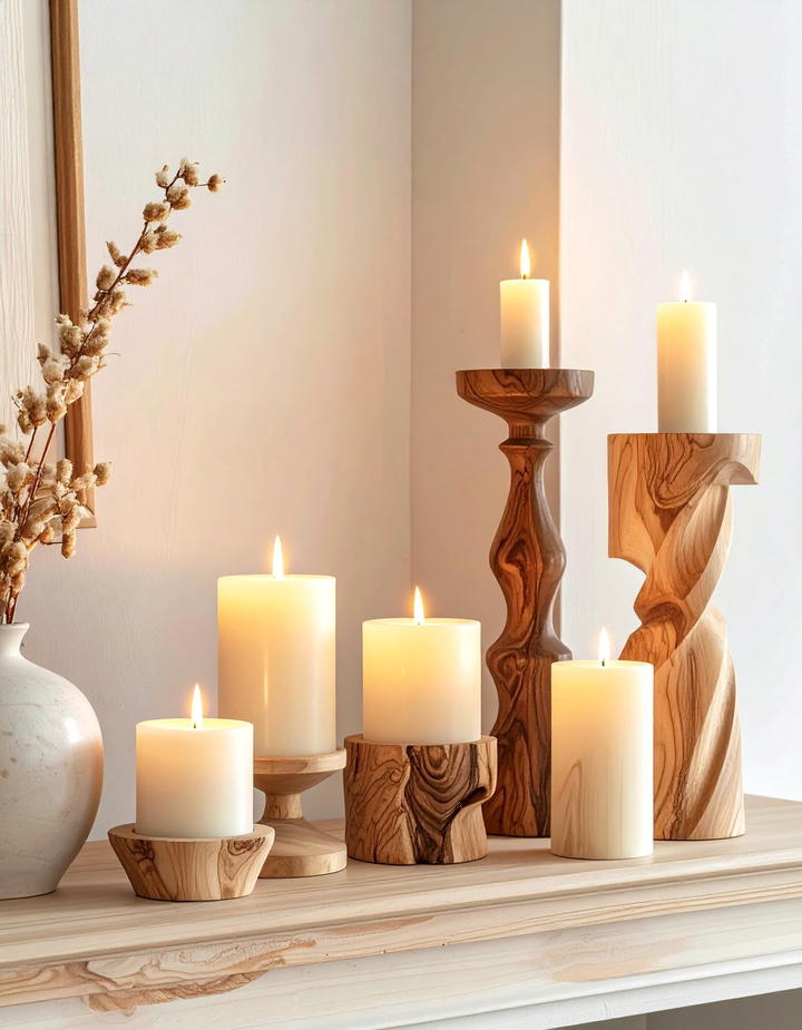 Wooden Candle Holders - 50 fall decor trends 2025