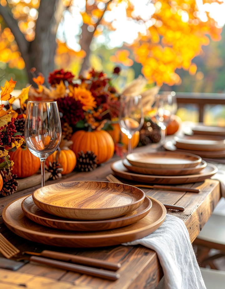 Wooden Charger Plates - 50 fall table decor ideas