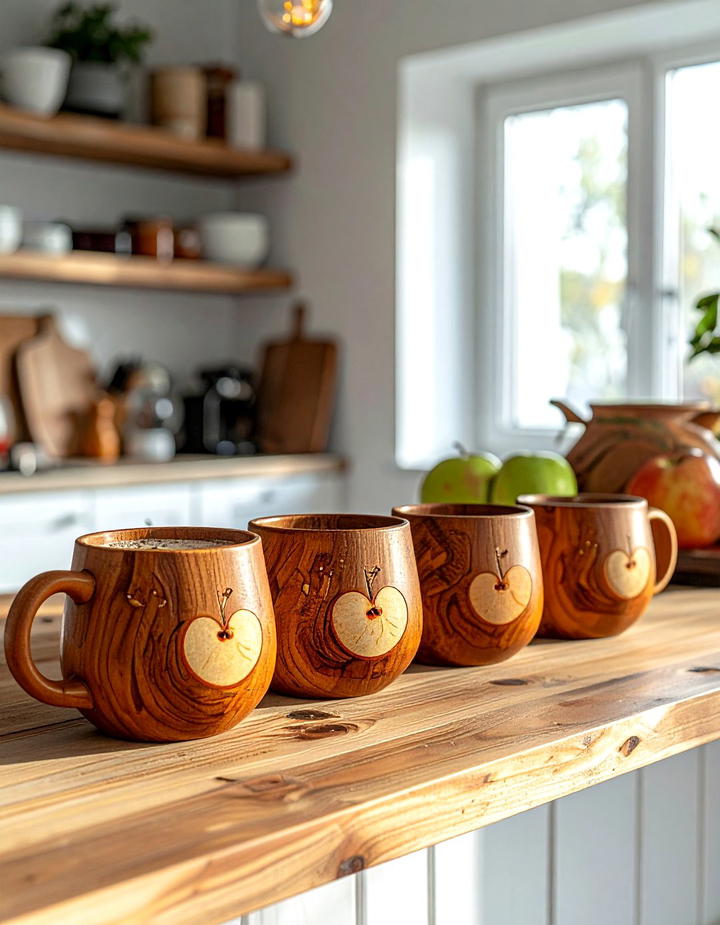 Wooden Cider Mug Display - 50 wooden fall decor ideas