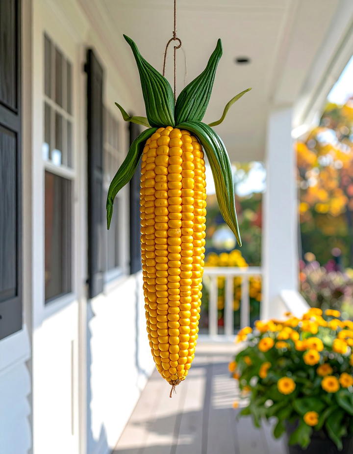 Wooden Corn Cob Door Hanger - 50 wooden fall decor ideas