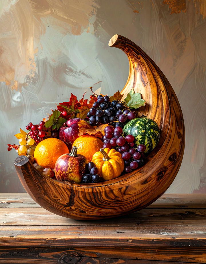 Wooden Cornucopia Display - 50 wooden fall decor ideas