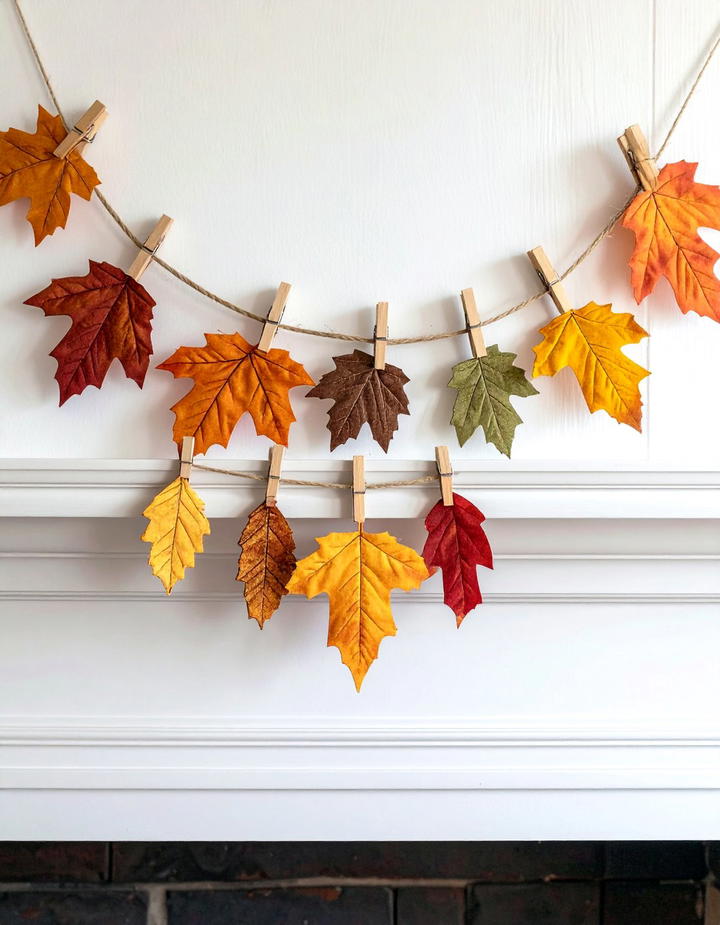 Wooden Fall Clothespin Garland - 50 wooden fall decor ideas