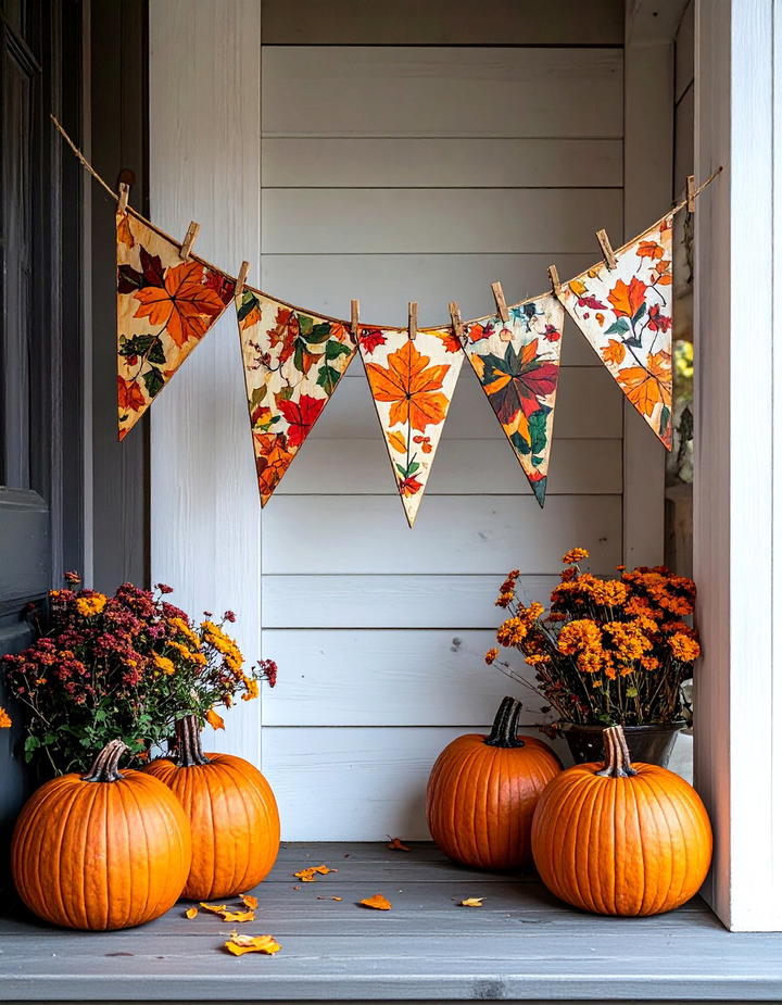 Wooden Fall Garland Bunting - 50 wooden fall decor ideas