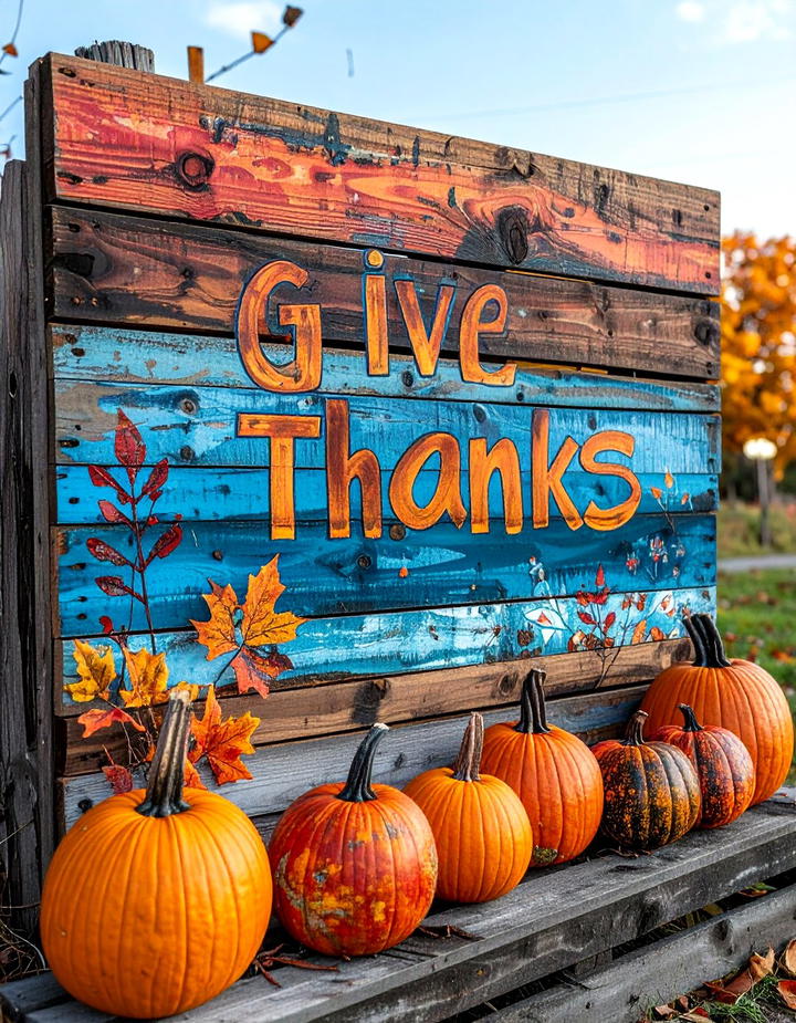 Wooden Give Thanks Pallet Sign - 50 wooden fall decor ideas