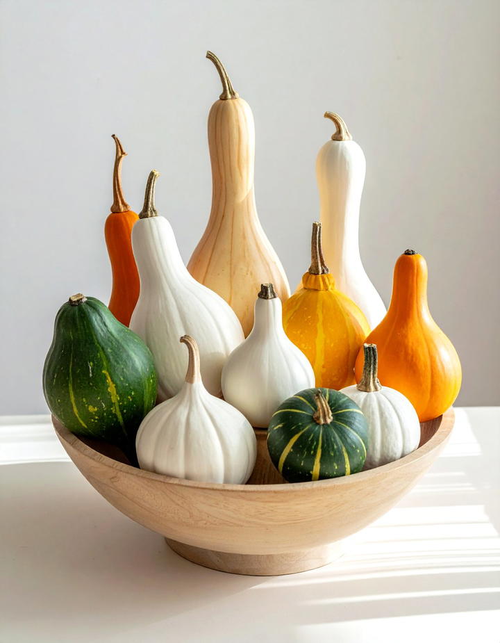 Wooden Gourd Assortment Display - 50 wooden fall decor ideas