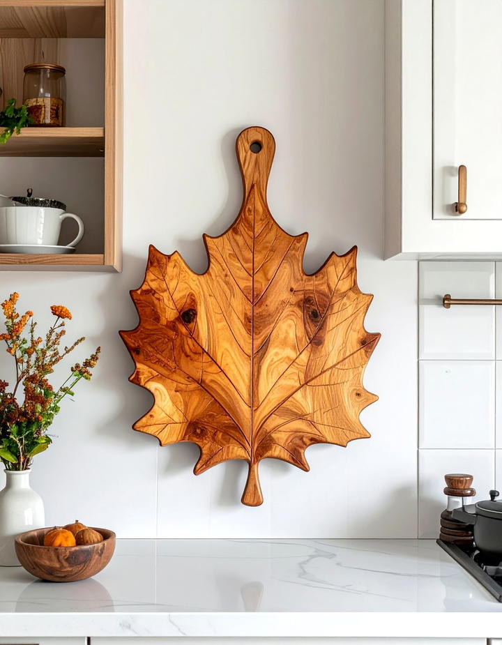 Wooden Leaf Shaped Serving Board - 50 wooden fall decor ideas